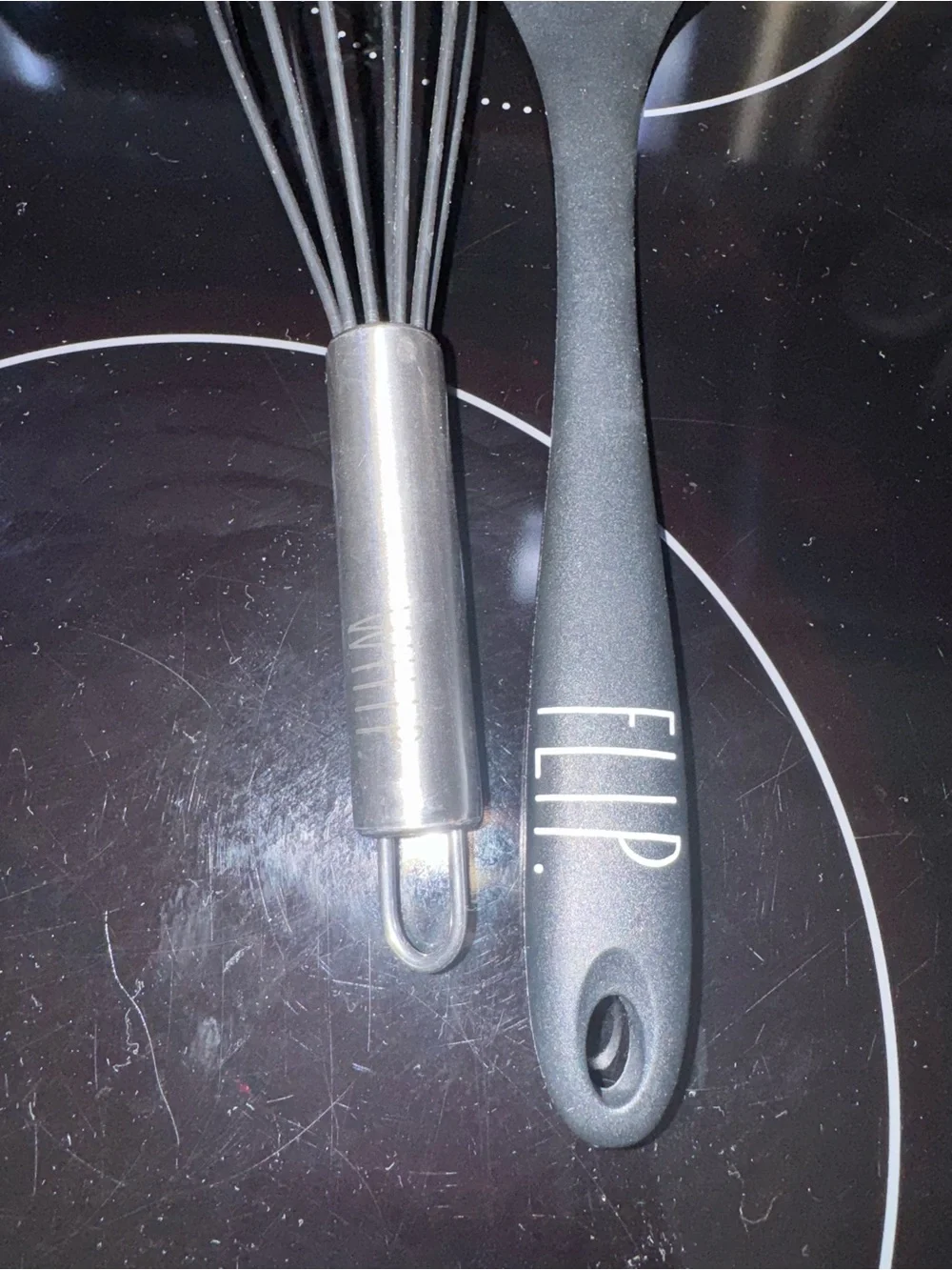 Rae Dunn Gray Slotted Spatula & Stainless Whisk Set